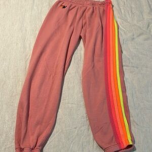 Aviator Nation 5-Stripe Women’s Sweatpants in Medium Pink Size Medium